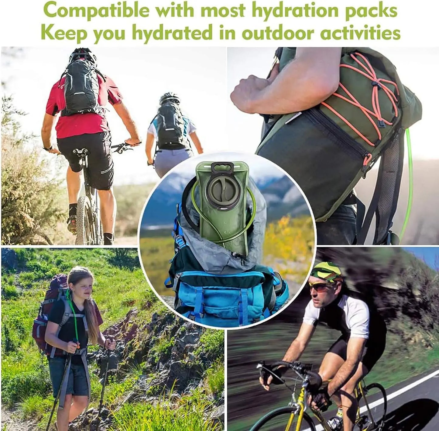 Hydration Bladder 2L Water Bladder for Hiking Backpack Leak Proof Water Reservoir Storage Bag Military Green 2 Liter